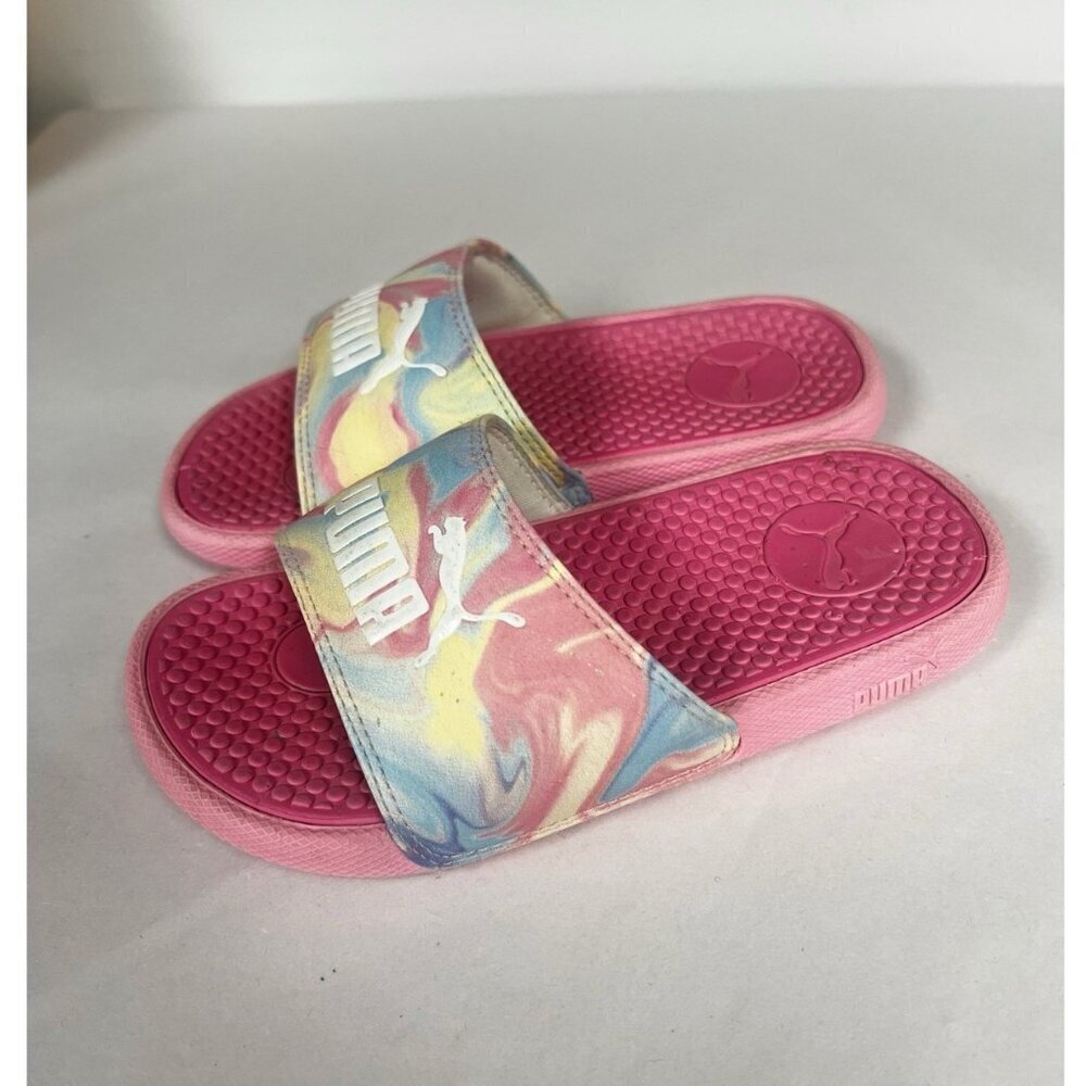PUMA Cool Cat Pink Slide Sandals Girls Tie dye Sz 12 12C